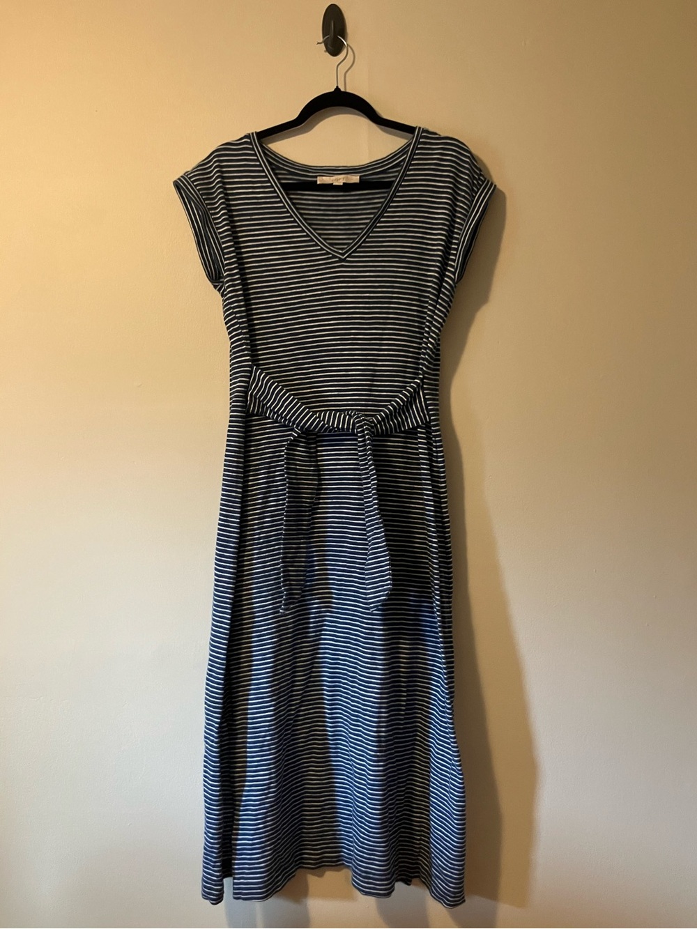 LOFT Eyelet Ruffle Sleeve Midi Wrap Dress